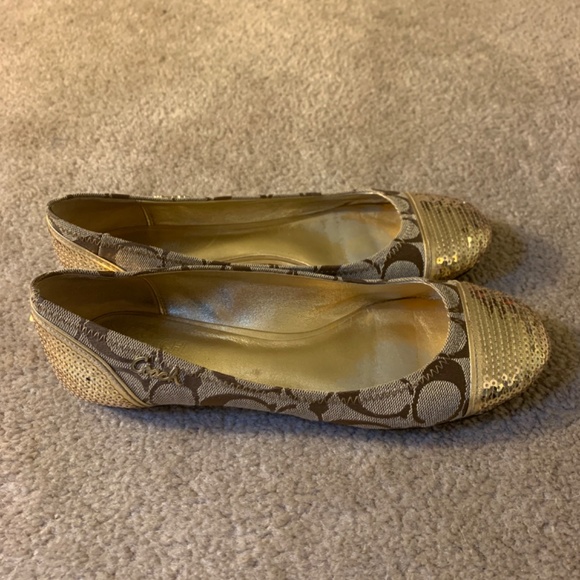 Gold and Tan Colored Coach ballet Shoes size 7 - Picture 4 of 5